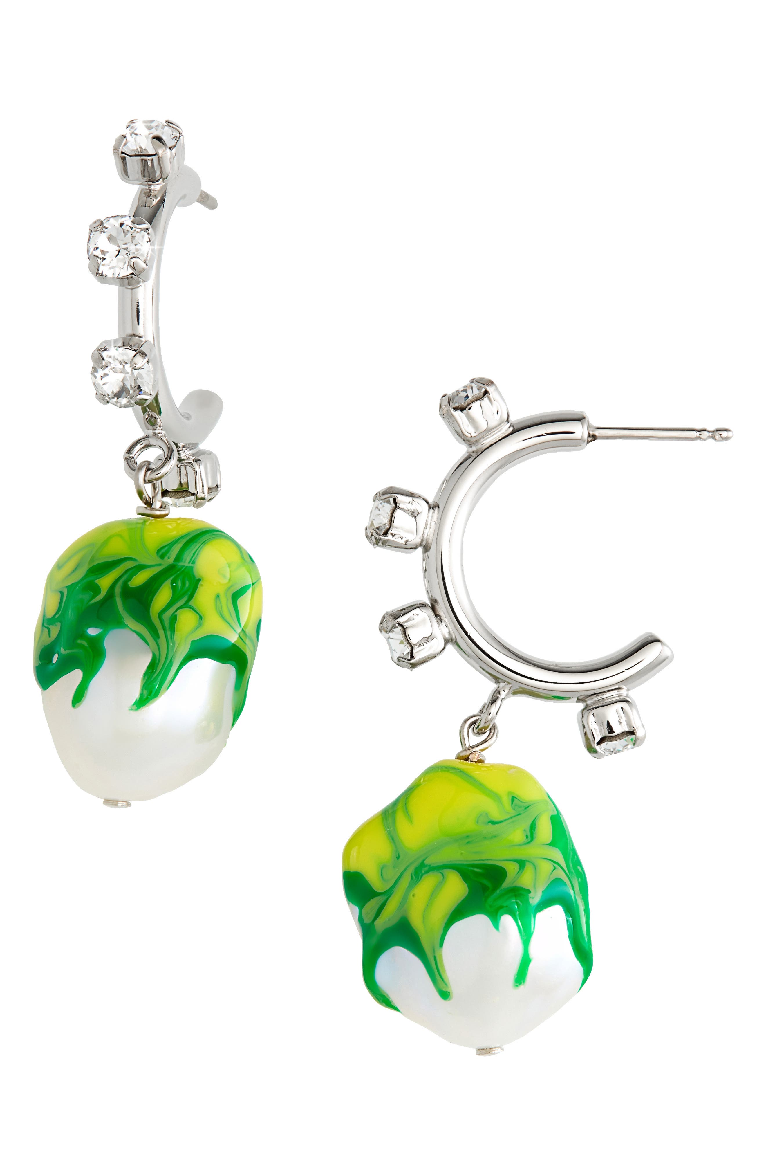 SafSafu Jelly Melted Pearl Earrings in Silver/Green