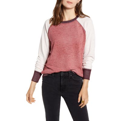Treasure & Bond Colorblock Crewneck Sweatshirt, Burgundy