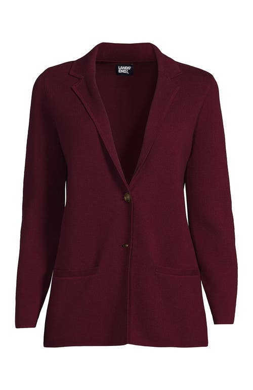 Shop Lands' End Fine Gauge Cotton Button Front Blazer Sweater In Rich Burgundy