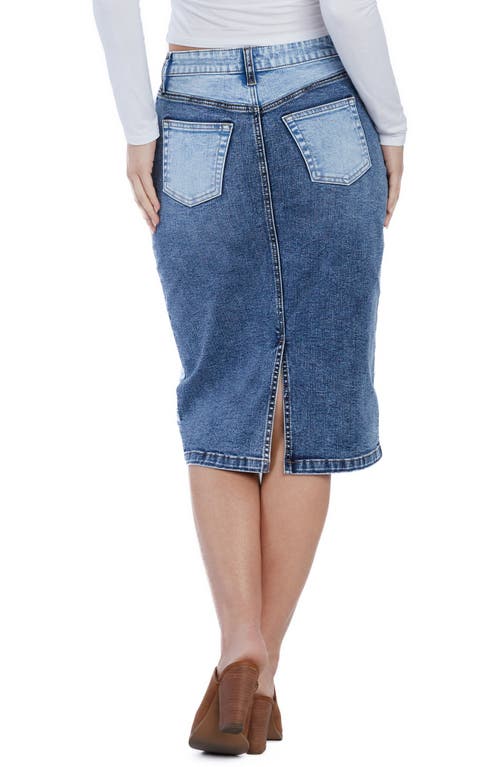 Shop Hint Of Blu Pieced Midi Denim Skirt In Maverick Blue