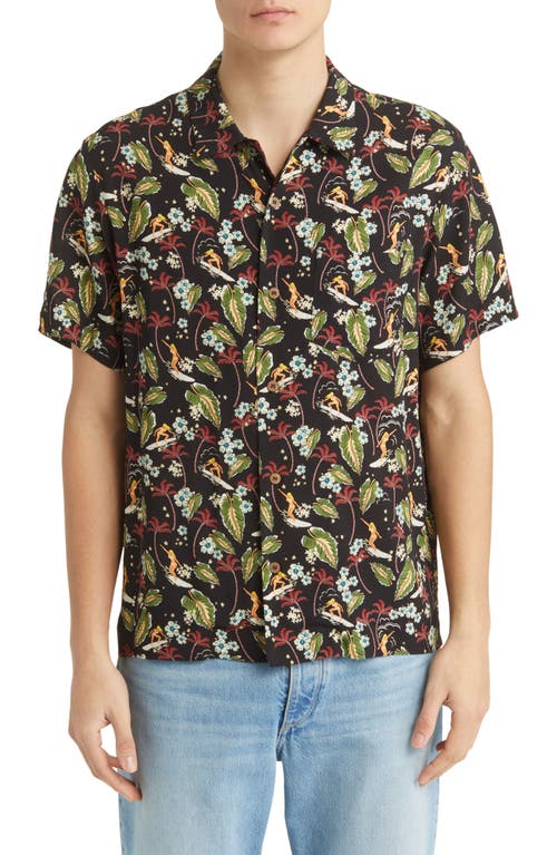 A. P.C. Lloyd Floral Short Sleeve Button-Up Camp Shirt in Black at Nordstrom, Size Small