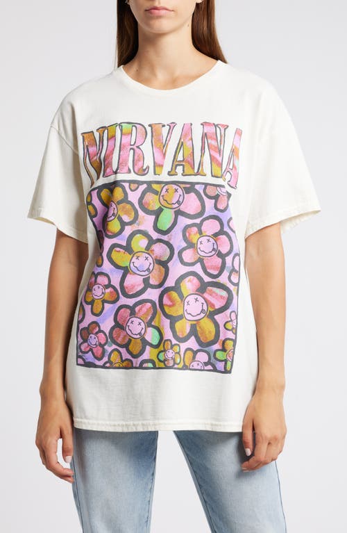 Shop Merch Traffic Nirvana Oversize Cotton Graphic T-shirt In Cream