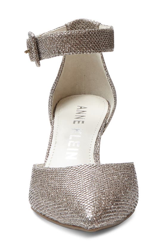 Shop Anne Klein Fabulist Ankle Strap Pointed Toe Pump In Platinum