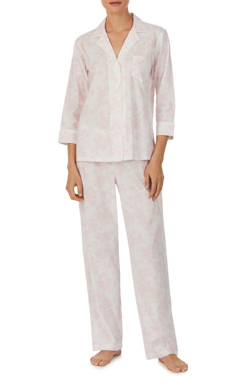 Lauren Ralph Lauren Cotton Blend Pajamas in Rose Fl