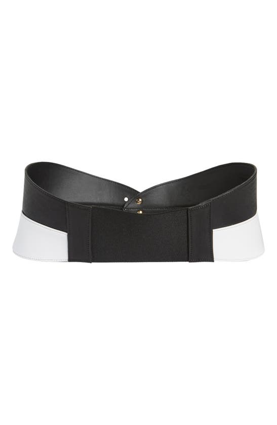 Shop Raina Leather Corset Belt In Black/ White Snake