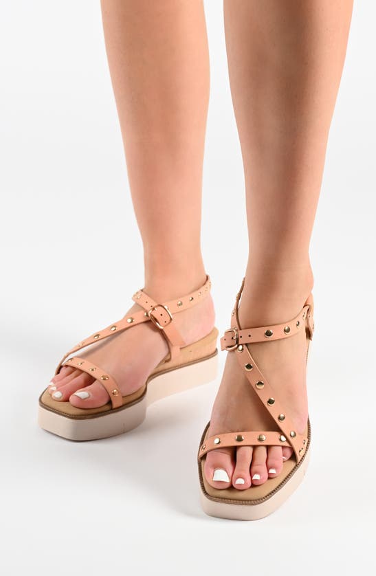 Shop Journee Collection Lindsay Studded Tru Comfort Platform Sandal In Blush
