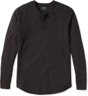 AO Long Sleeve Henley Curve-Hem