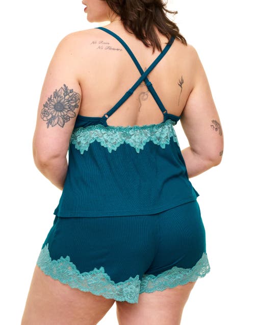 Adore Me Lora Pajama Cami & Shorts Set In Dark Blue