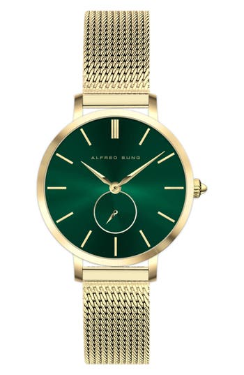Alfred Sung Serenity Mesh Strap Watch, 36mm In Gold