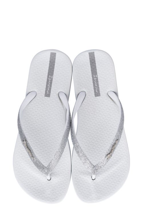 Ipanema Ana Sparkle Flip Flop In White/silver