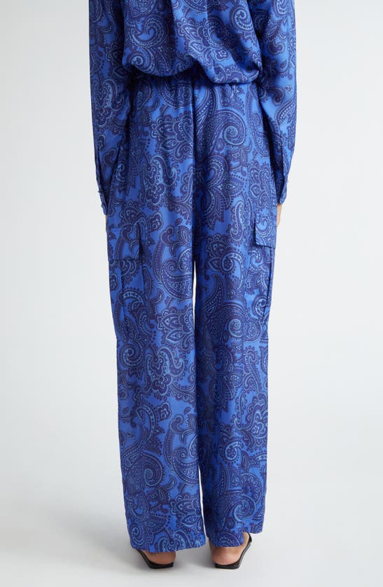 Shop Zimmermann Ottie Paisley Print Drawstring Waist Silk Pants In Blue Paisley