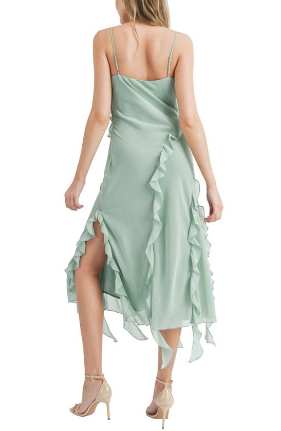 Shop Lush Asymmetric Ruffle Midi Dress In Mint