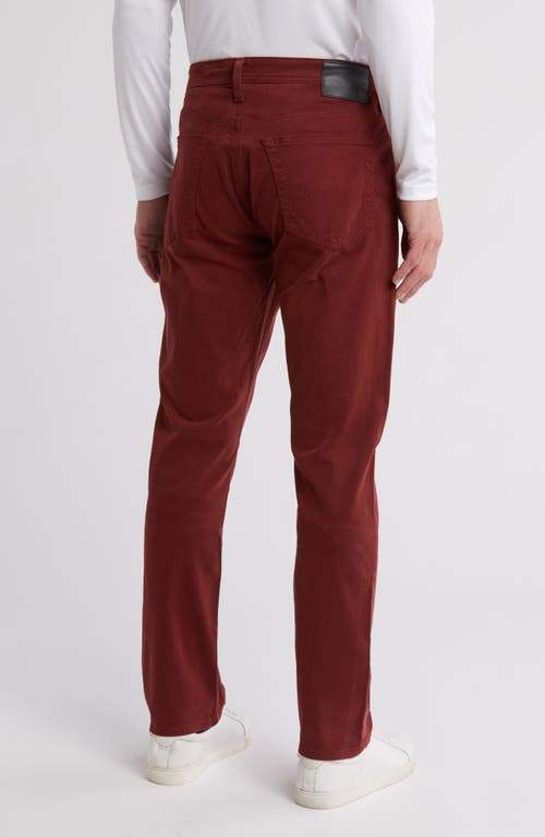 Ag Everett Sueded Stretch Sateen Slim Straight Leg Pants In Dark Sangria
