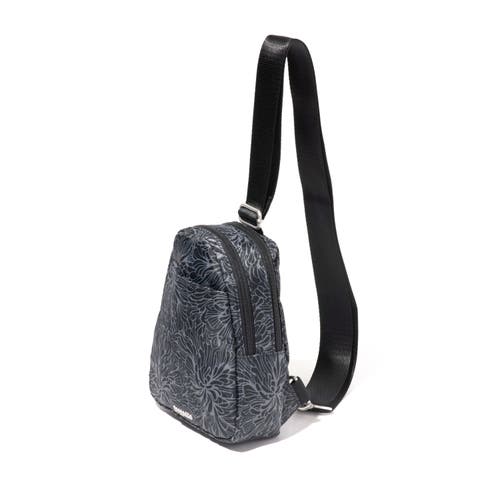 Baggallini Double Zip Mini Sling In Midnight Blossom