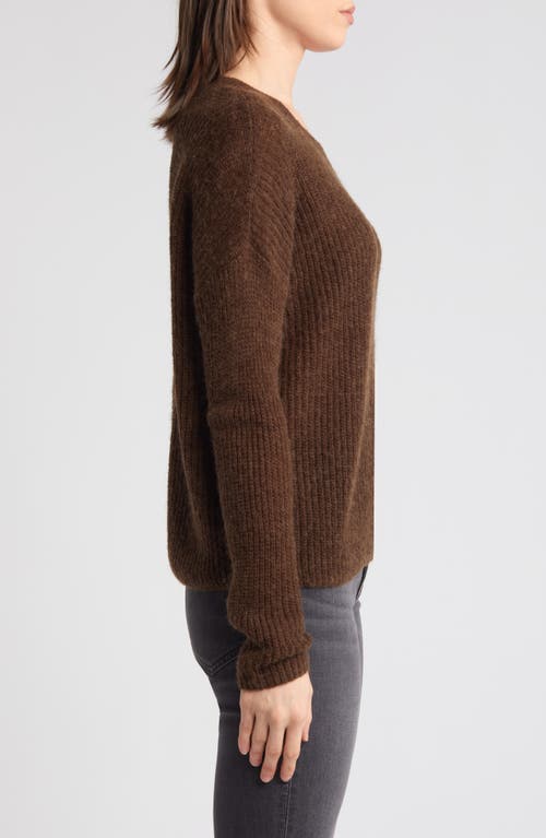 Shop Madewell Ribbed Crewneck Sweater In Heather Cocoa