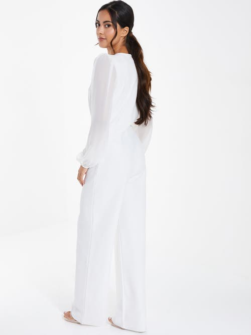 Shop Quiz Chiffon Buckle Palazzo Jumpsuit In White