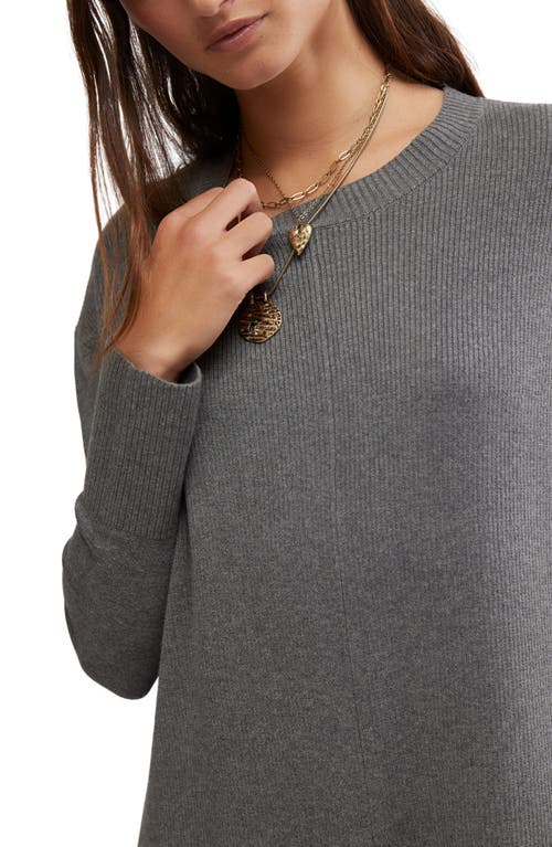 Shop Free People Time On My Side Ruffle Rib Sweater Dress In Dark Grey