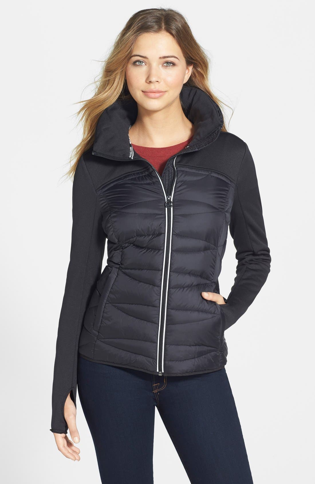 MICHAEL Michael Kors Mixed Media Soft Shell Jacket Nordstrom