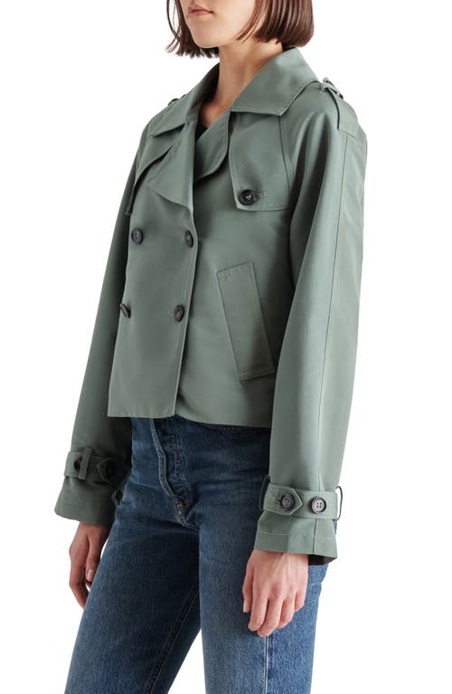 Shop Steve Madden Sirus Crop Trench Coat In Basil