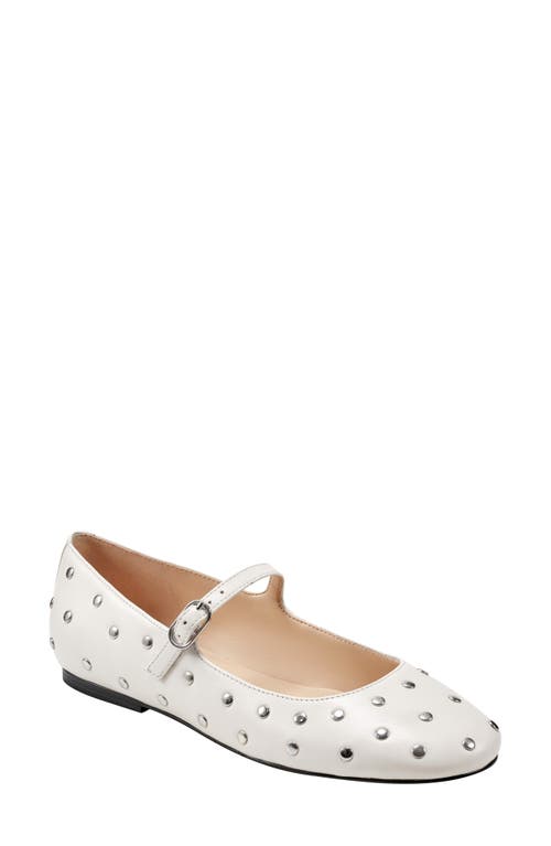 Elizza Studded Mary Jane Flat in White