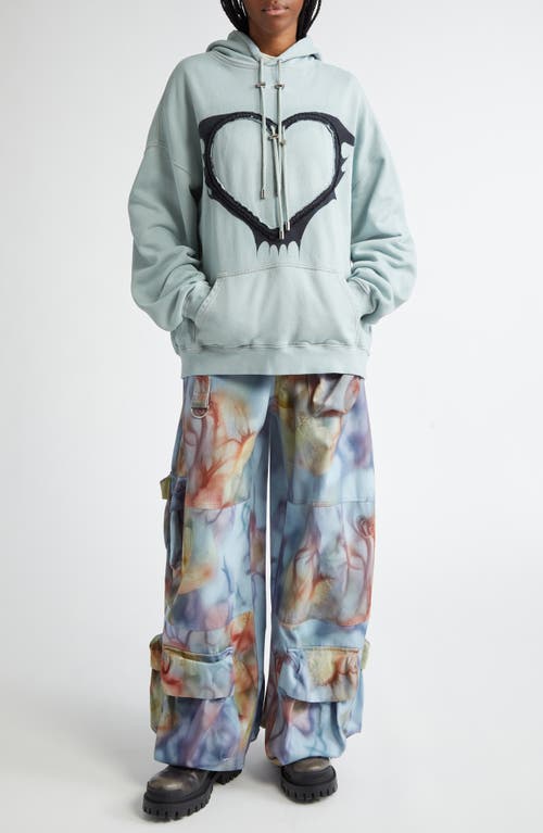 Shop Collina Strada Heart Drawstring Cotton Hoodie In Thunder Blue