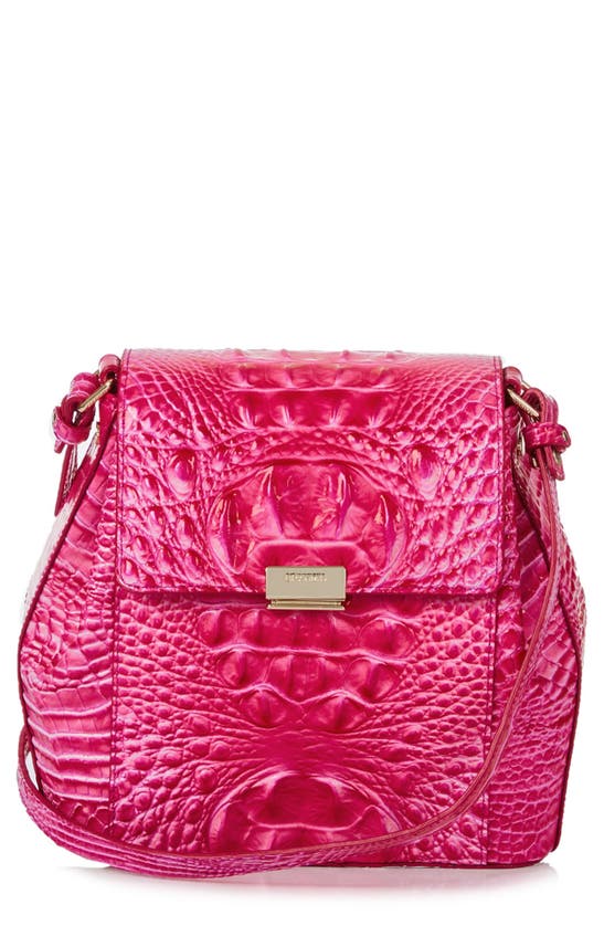 Brahmin Margo Croc Embossed Leather Crossbody Bag In Pink Cosmo