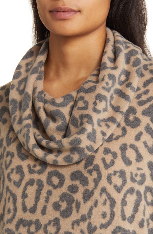 Loveappella Cowl Neck Tunic In Camel/charcoal