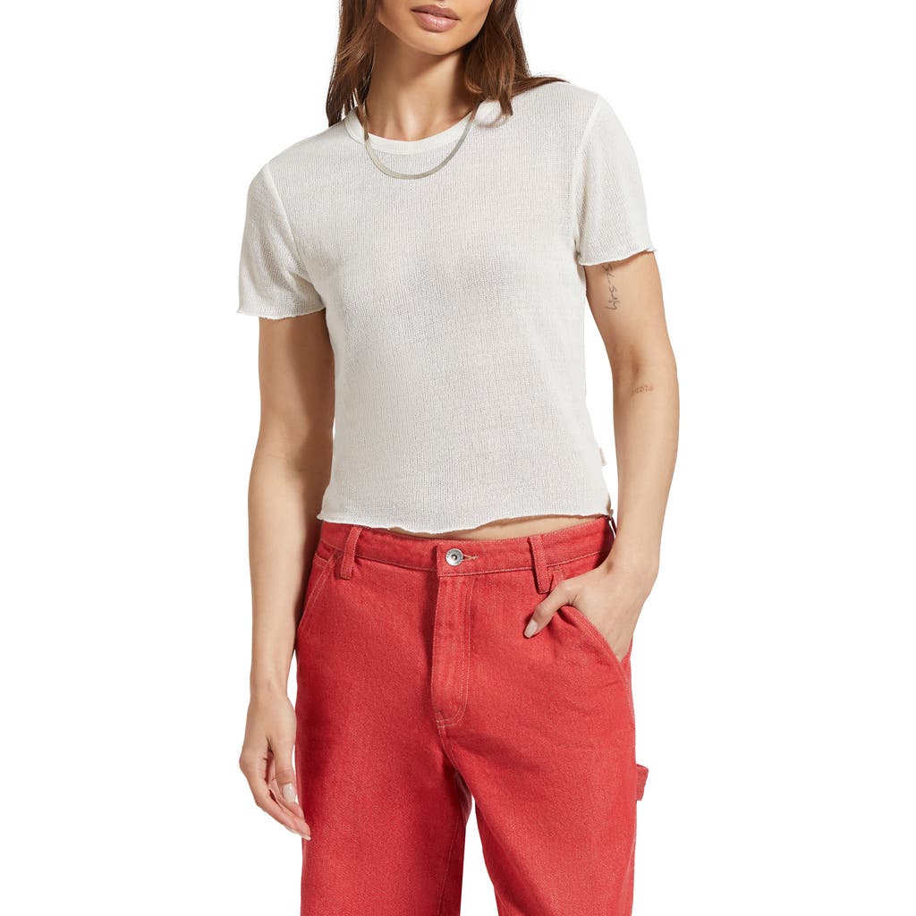 Brixton Semisheer Knit Short Sleeve Top In Off White