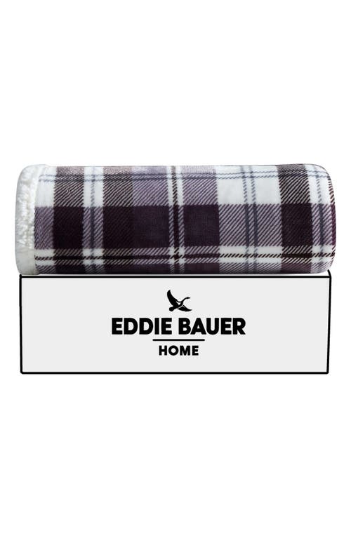 Eddie Bauer Trailhead Plaid Ultra Soft Plush Fleece Reversible Throw Blanket In Dark Purple