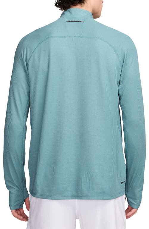 Shop Nike Dri-fit Half Zip Midlayer Trail Top In Denim Turquoise/black