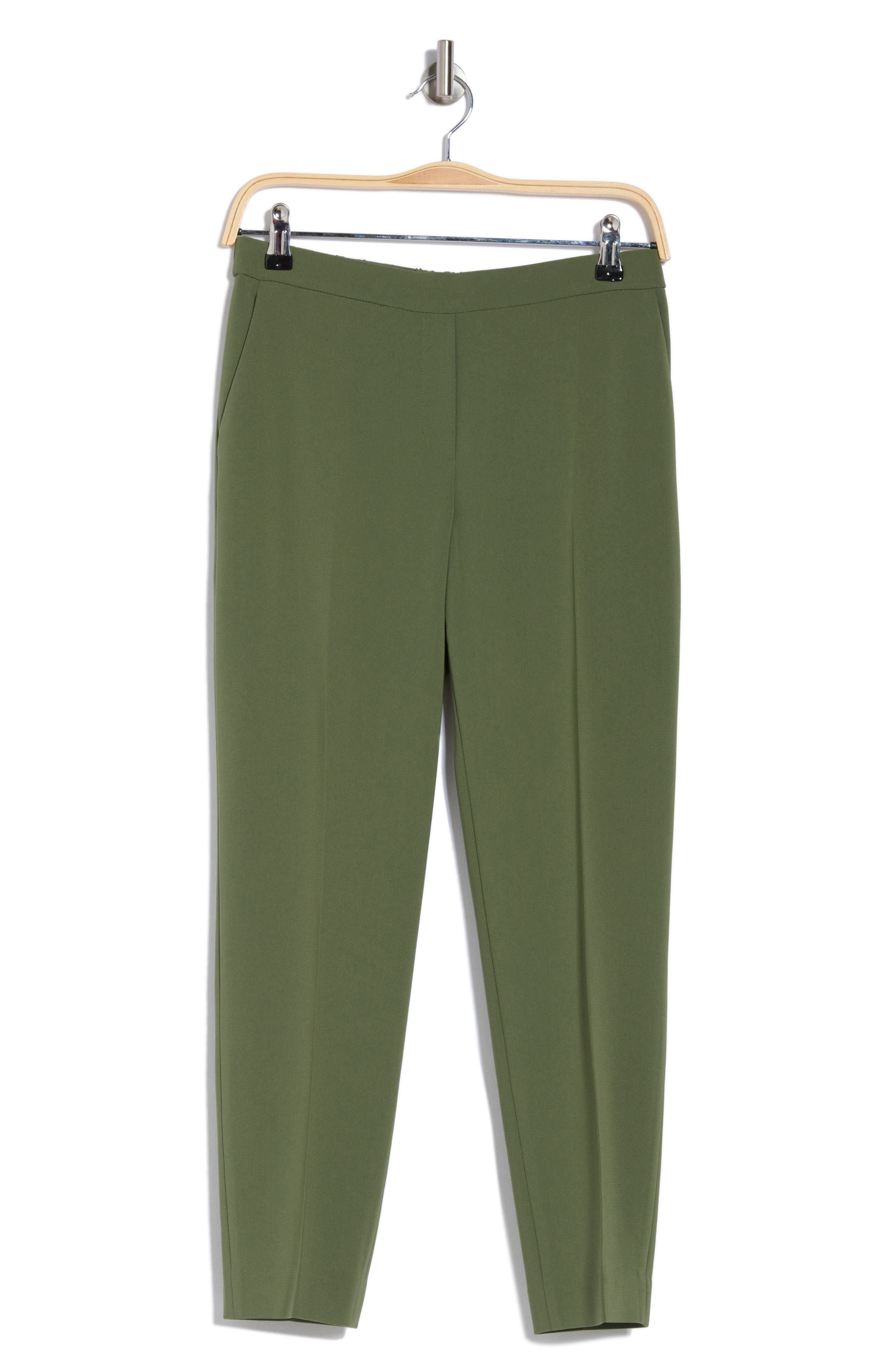 Theory Sleek Flannel Treeca Pull On Pant In Bright Olive