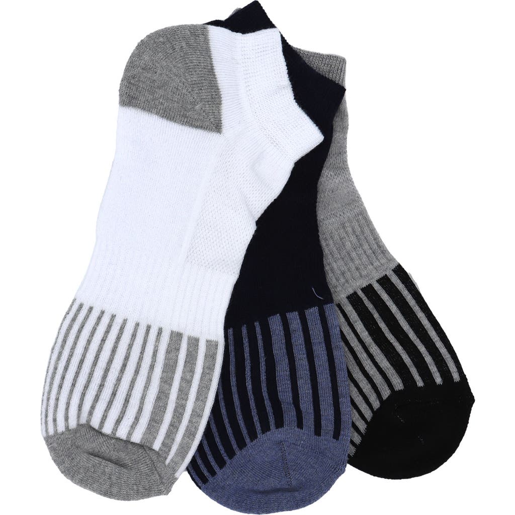 Shop Lorenzo Uomo 3-pack Ankle Socks In Grey/blue/white