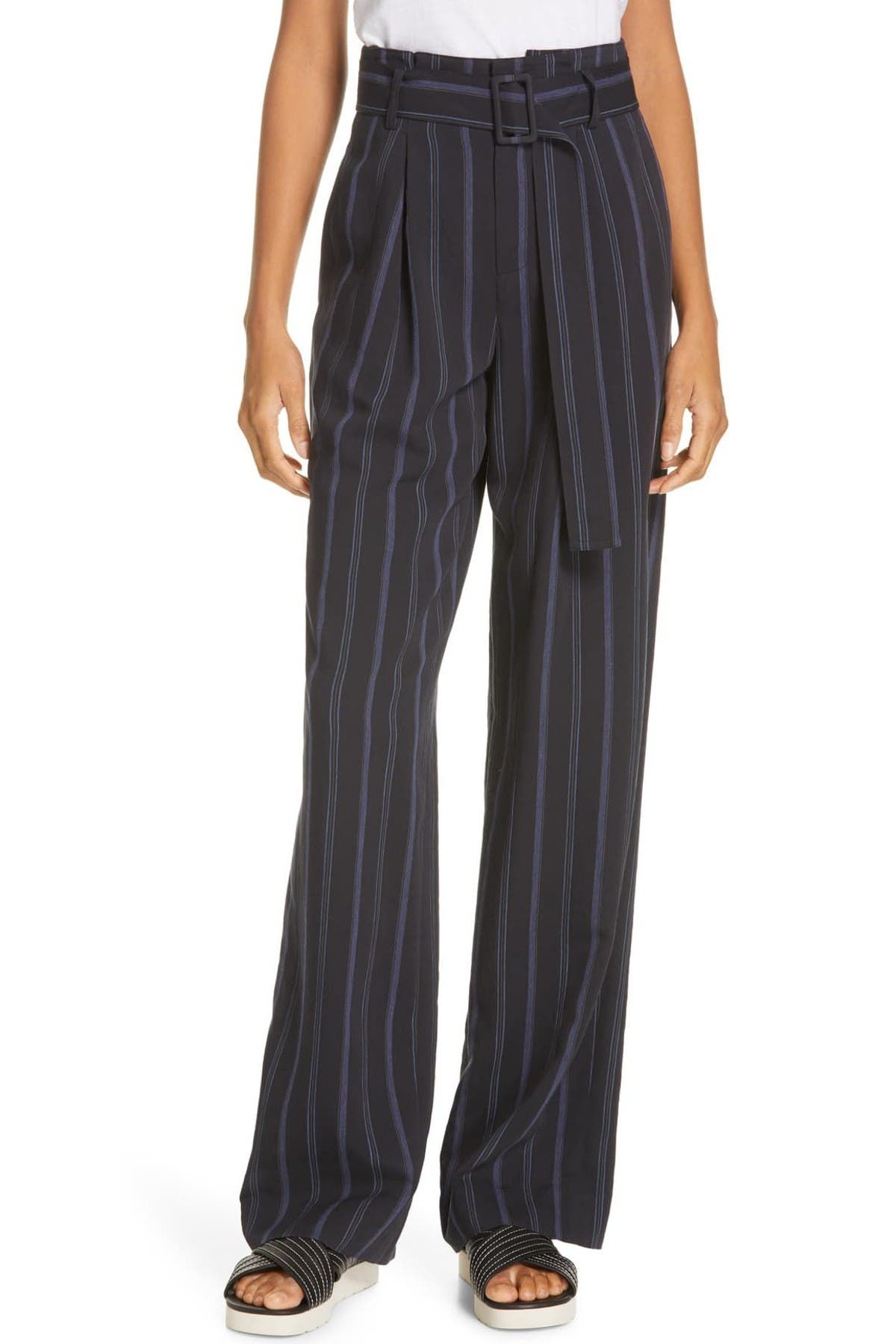 vince dobby stripe belted pants