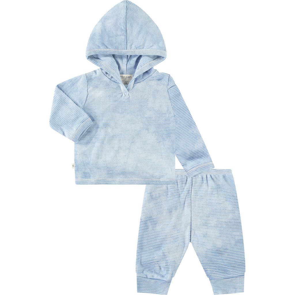 Paigelauren Stripe Hoodie & Joggers Lounge Set In Blue