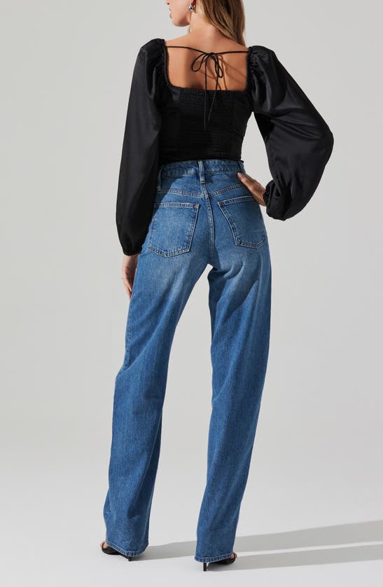 Astr Balloon Sleeve Top In Black
