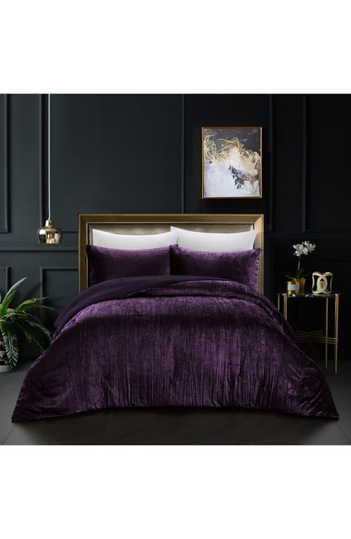 Shop Inspired Home Velvet 3-piece Comforter Set In Purple