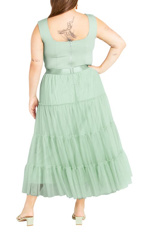 Shop City Chic Sherie Sleeveless Tiered Tulle Dress In Minty