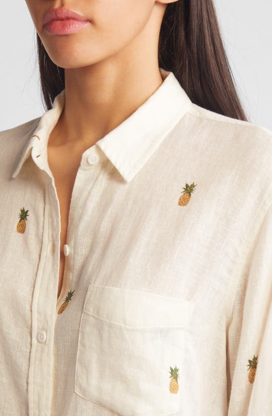 Shop Rails Charli Palm Tree & Pineapple Linen Blend Button-up Shirt In Hanalei