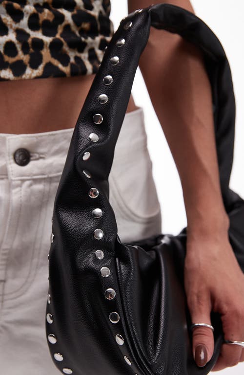 TOPSHOP TOPSHOP SASHA RUCHED STUDDED FAUX LEATHER SHOULDER BAG 