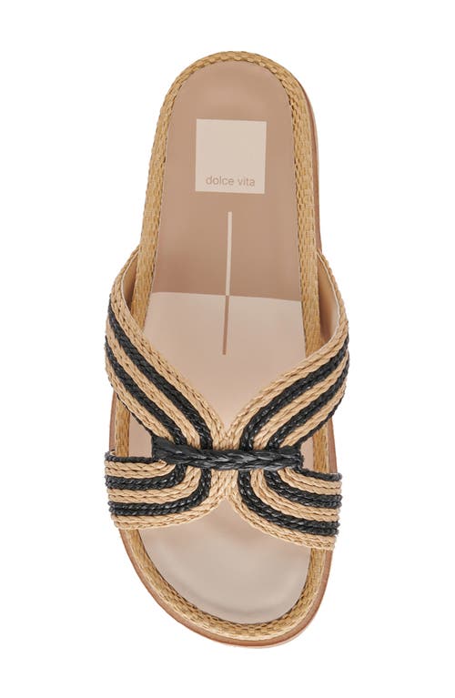 Dolce Vita Selda Wide Sandals Natural Black Raffia In Multi