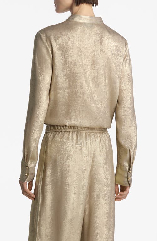 Shop St John St. John Collection Metallic Popover Top In Champagne