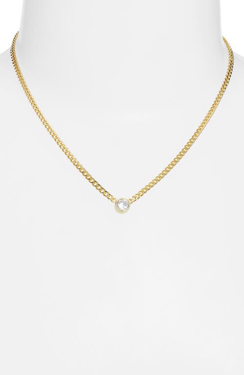 Shop Shymi Fancy Bezel Pendant Necklace In Gold/white/round Cut