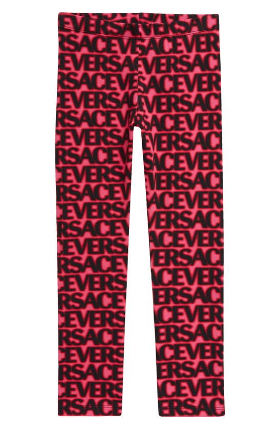 Versace Teen Girls Pink & Black Logo Leggings