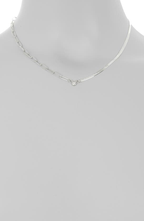 Shop Meshmerise Mixed Chain Diamond Pendant Necklace In White