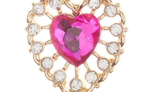 Shop Tasha Heart Drop Earrings In Gold/fuchsia