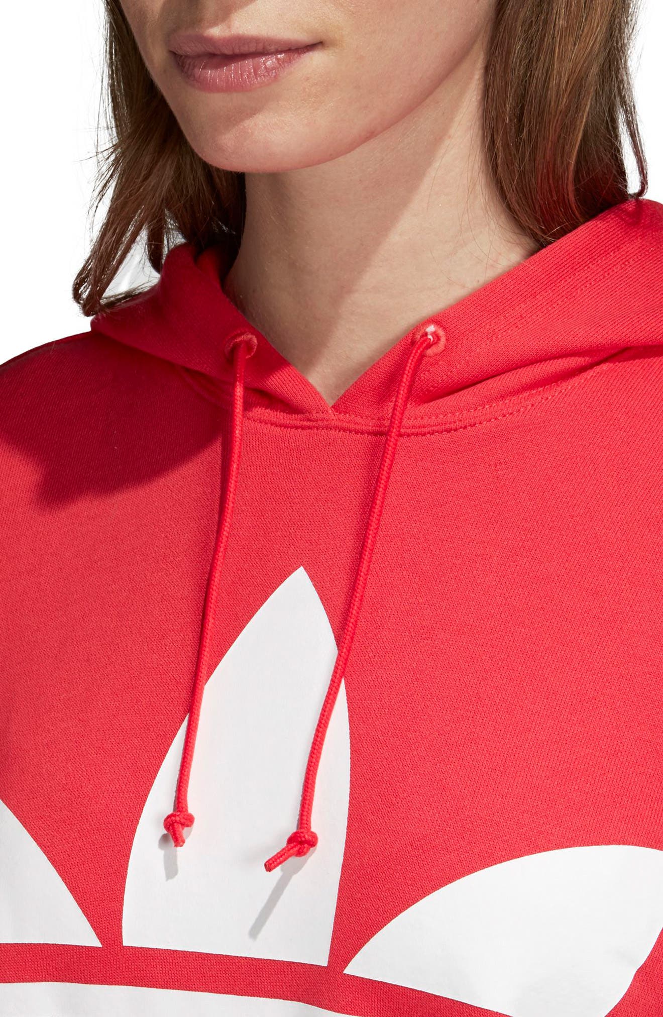 adidas trefoil hoodie women's red