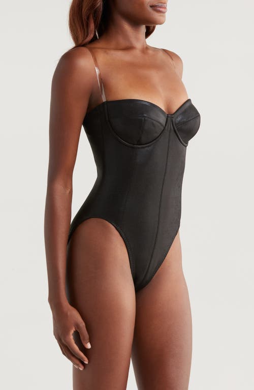 Shop Norma Kamali Corset One-piece Swimsuit In Black