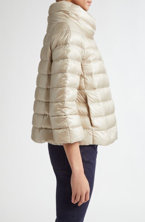 Herno Sofia Iconic Down Crop Puffer Jacket In Champagne