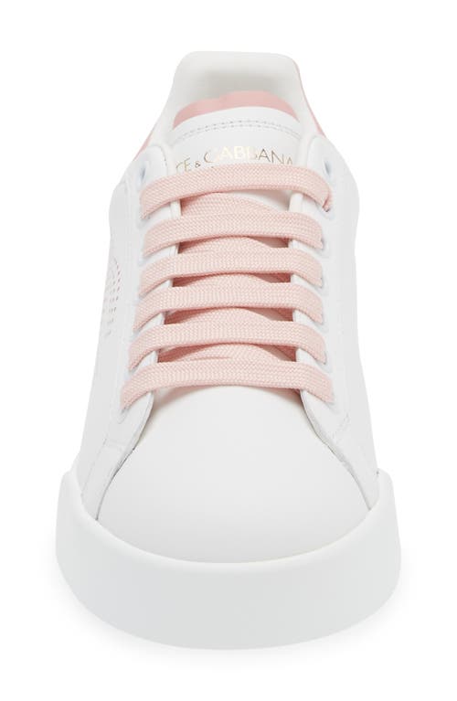 Dolce & Gabbana Portofino Low-top Leather Sneakers With Lateral Monogram In Pink