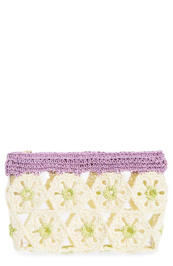 Lele Sadoughi Marigold Large Crochet Pouch In White